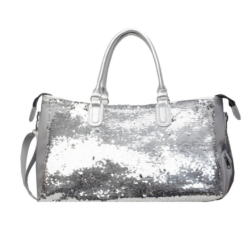 Ielgy Summer Fashion Large-Capacity Travel Bag High-End Feeling Dry Wet Separation Sequins Short-Distance Travel Portable Shoulder Bag