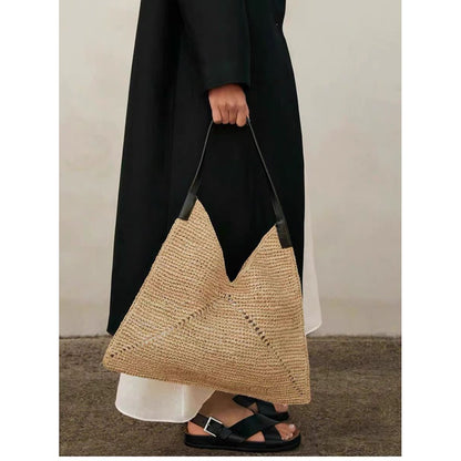 Ielgy Straw Bag Shoulder Handbag Woven Seaside Vacation Female Bag