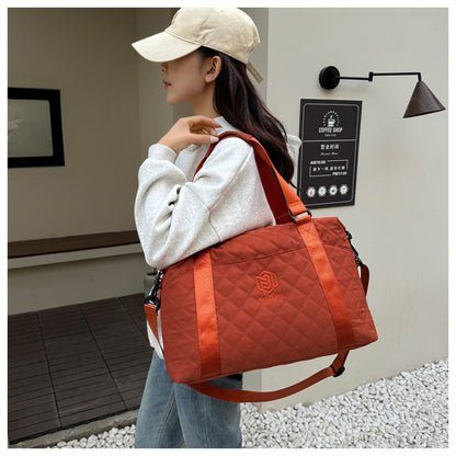 Ielgy Ladies Gym Bag Fashion Portable Travel Storage Bag Diamond Oxford Cloth Lightweight Dry Wet Separation Travel Duffel Bag