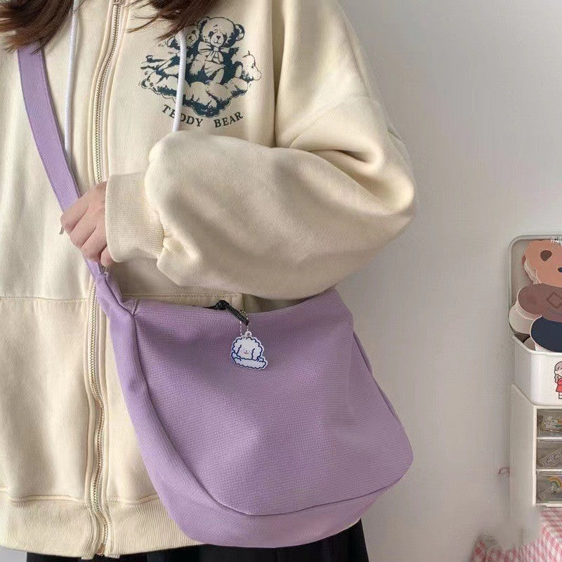Ielgy Ladies Fashion Simple Japanese All-Match Daily Trendy Candy Color One-Shoulder Messenger Bag