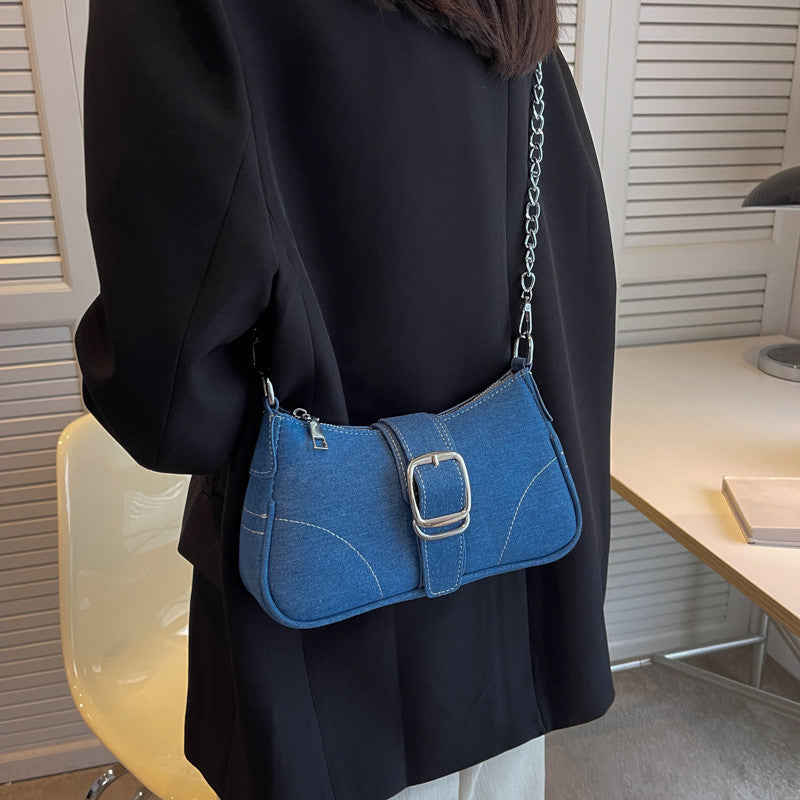 Ielgy High-End Canvas Summer Fashion Chain Messenger Bag Shoulder Armpit Bag