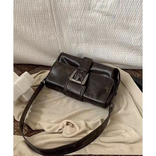 Ielgy Ladies Melade Style Bag Shoulder Crossbody Retro Motorcycle Small Bag All-Match Underarm Bag