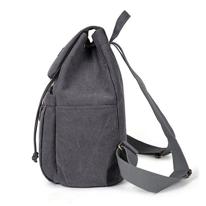 Ielgy Canvas Bag Korean Version Trendy Ladies Canvas Backpack Fashion Student School Bag Retro Backpack