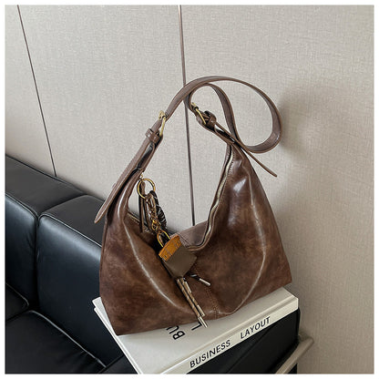 Ielgy Retro Soft Surface Large-Capacity Autumn Winter All-Match Messenger Bag Fashion One-Shoulder Commuter Bag