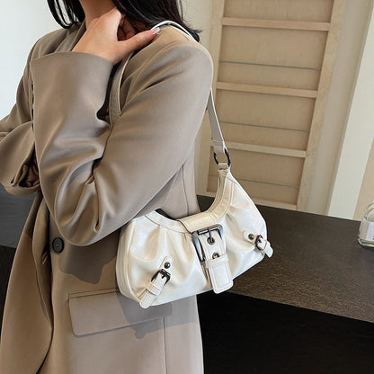 Ielgy Shoulder Tote Bag American Retro Commuter Classy Distressed Style Underarm Motorcycle Bag