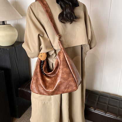 Ielgy Autumn Winter Large-Capacity All-Match Commuter Shoulder Soft Leather Mess