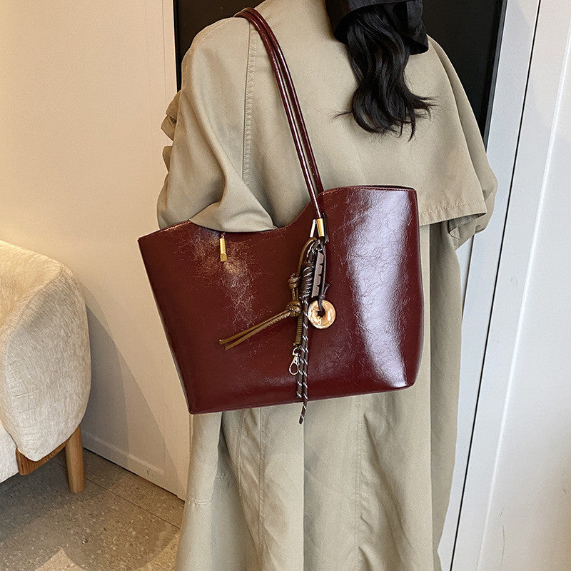 Ielgy High-End Sense Large-Capacity Ladies Shoulder Bag College Students Class Commuter To