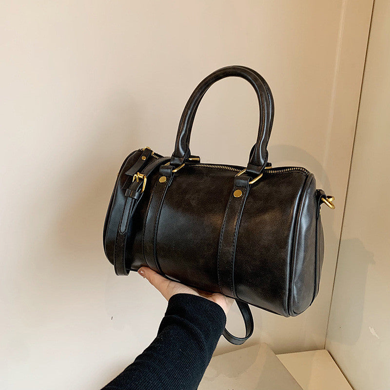 Ielgy Retro Fashion Texture Trendy Korean Style All-Match Cross-Body Boston Portable Pillow Bag