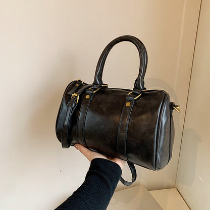 Ielgy Retro Fashion Texture Trendy Korean Style All-Match Cross-Body Boston Portable Pillow Bag