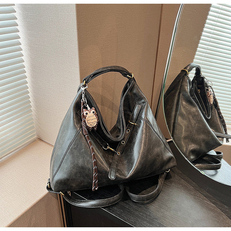 Ielgy Tote Bag Commuter Backpack Retro Fashion Large-Capacity One-Shoulder Female Bag