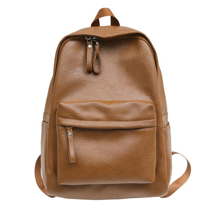 Ielgy pu Pure Color Simple Daily Commuter Backpack Large Capacity Backpack Travel Bag