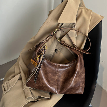 Ielgy Retro Soft Surface Large-Capacity Autumn Winter All-Match Messenger Bag Fashion One-Shoulder Commuter Bag