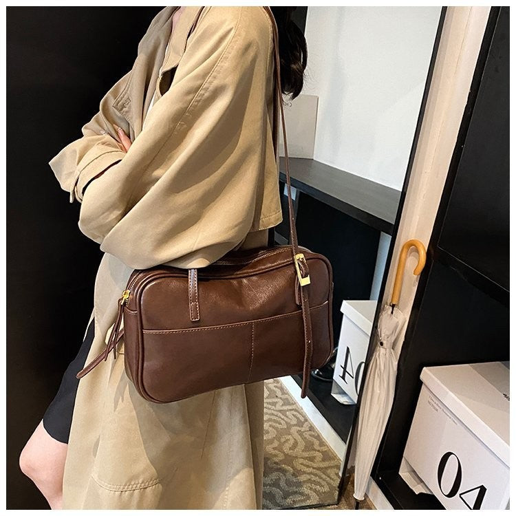 Ielgy Hand-Carry Retro Fashion Tote Bag Trendy Large-Capacity One-Shoulder High-End Un