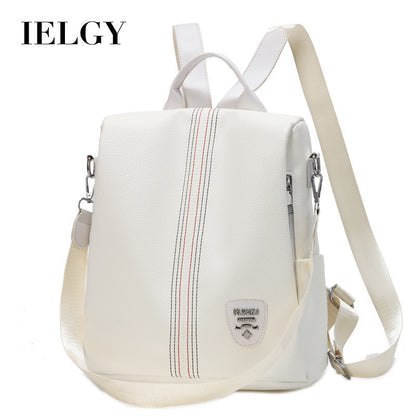 Ielgy Anti-theft Backpack Soft Leather Backpack Lightweight Commuter School Bag Large Capacity Travel Bag