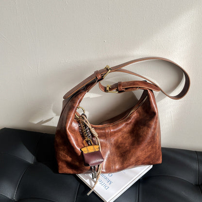 Ielgy Retro Soft Surface Large-Capacity Autumn Winter All-Match Messenger Bag Fashion One-Shoulder Commuter Bag