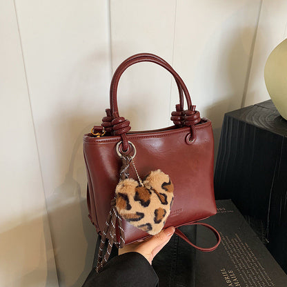 Ielgy Autumn Winter All-Match Trendy Fashion One-Shoulder Messenger Portable Bucket Bag