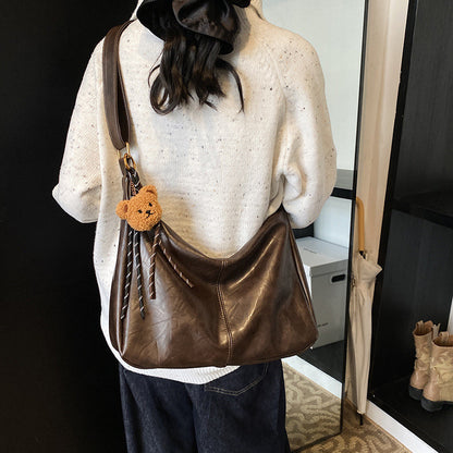 Ielgy Autumn Winter Large-Capacity All-Match Commuter Shoulder Soft Leather Mess