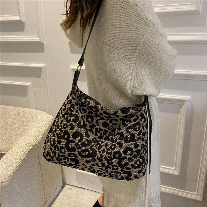 Ielgy Leopard Print Large-Capacity Bag All-Match Tote Bag Outing Shoulder Messenger