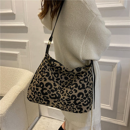 Ielgy Leopard Print Large-Capacity Bag All-Match Tote Bag Outing Shoulder Messenger