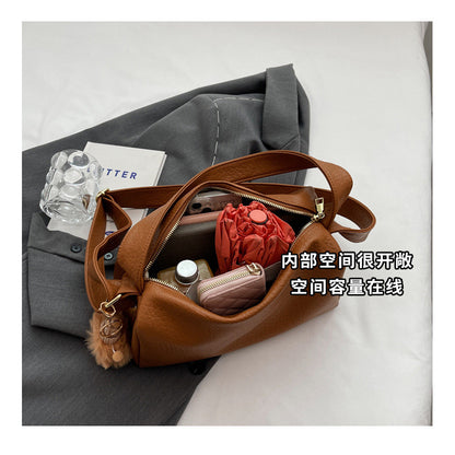 Ielgy Retro Lychee Pattern Soft Leather Pillow Bag Simple Niche One-Shoulder Diagonal Casual Bag