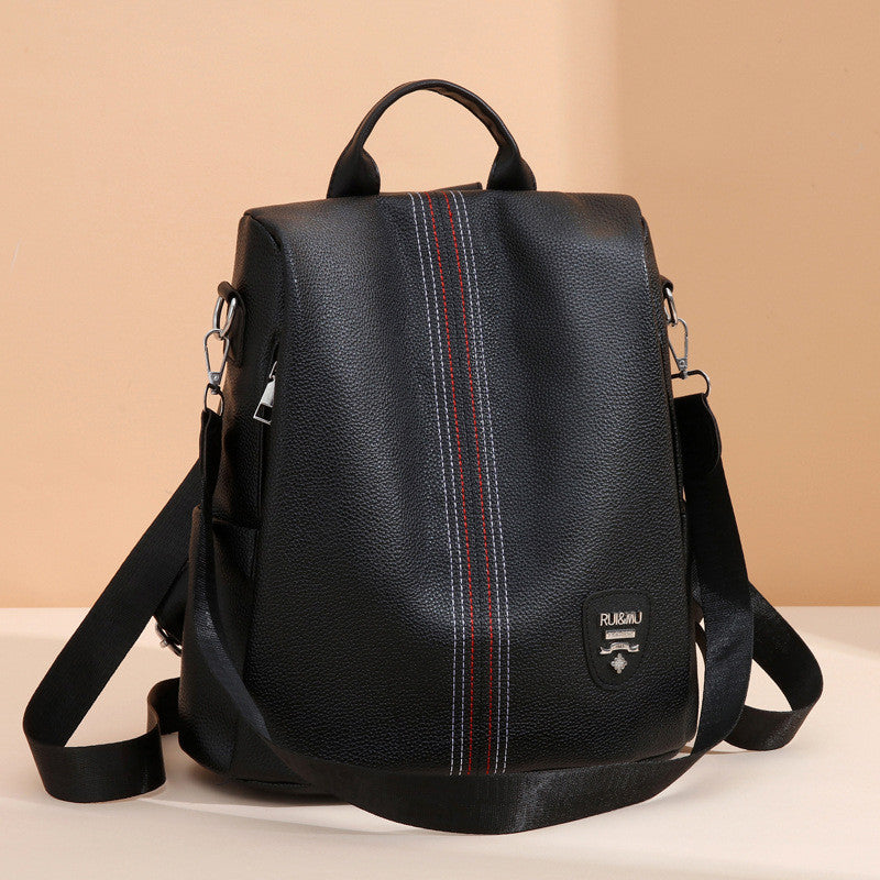 Ielgy Anti-theft Backpack Soft Leather Backpack Lightweight Commuter School Bag Large Capacity Travel Bag