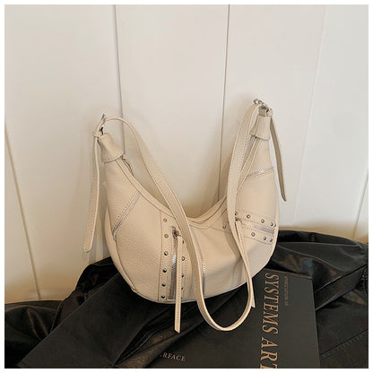 Ielgy Large-Capacity Bag High-End Texture Niche Autumn Winter All-Match One-Shoulder Messenger Rivet Dumpling Bag