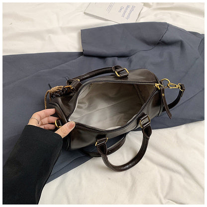 Ielgy Retro Fashion Texture Trendy Korean Style All-Match Cross-Body Boston Portable Pillow Bag