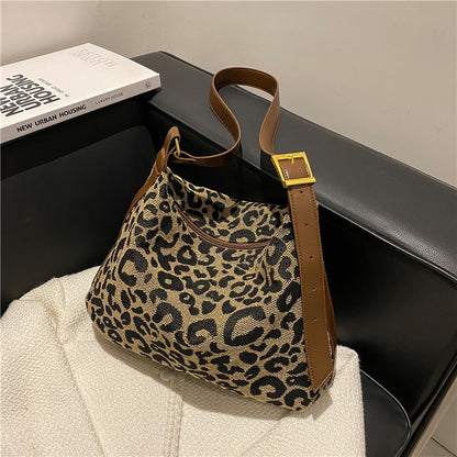 Ielgy Leopard Print Large-Capacity Bag All-Match Tote Bag Outing Shoulder Messenger