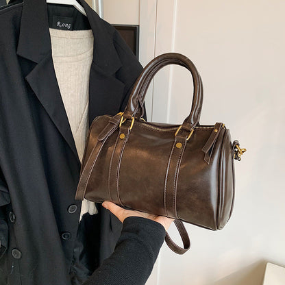 Ielgy Retro Fashion Texture Trendy Korean Style All-Match Cross-Body Boston Portable Pillow Bag