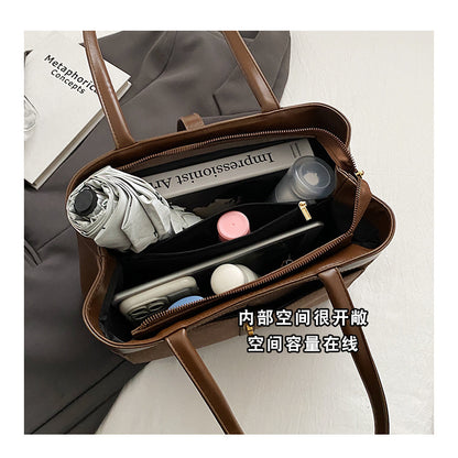 Ielgy High-End Feeling Large-Capacity Commuter Bag Fashion Portable Tote Bag All-Match Retro Shoulder