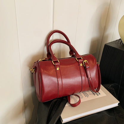 Ielgy Retro Fashion Texture Trendy Korean Style All-Match Cross-Body Boston Portable Pillow Bag