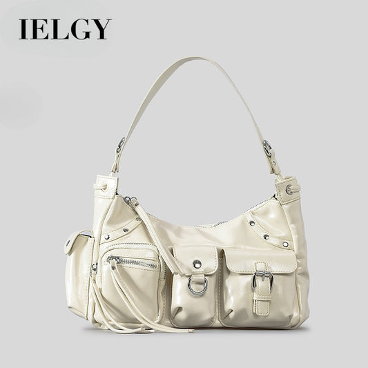 Ielgy Large-Capacity Multi-Pocket Motorcycle Bag One-Shoulder Messenger Hot Girl