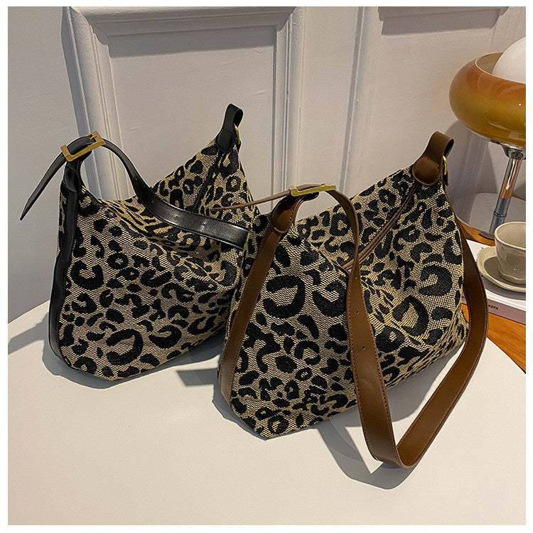 Ielgy Leopard Print Large-Capacity Bag All-Match Tote Bag Outing Shoulder Messenger