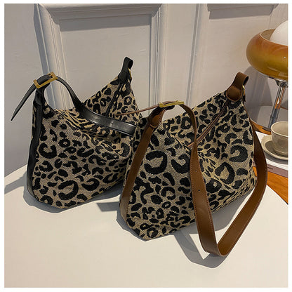 Ielgy Leopard Print Large-Capacity Bag All-Match Tote Bag Outing Shoulder Messenger