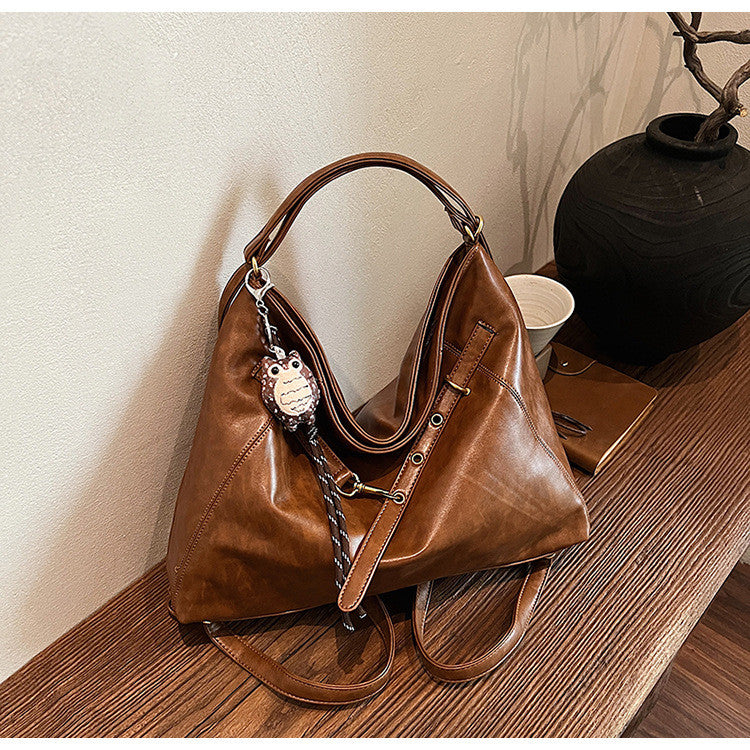 Ielgy Tote Bag Commuter Backpack Retro Fashion Large-Capacity One-Shoulder Female Bag