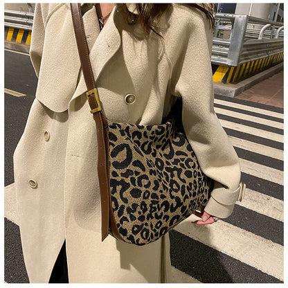 Ielgy Leopard Print Large-Capacity Bag All-Match Tote Bag Outing Shoulder Messenger