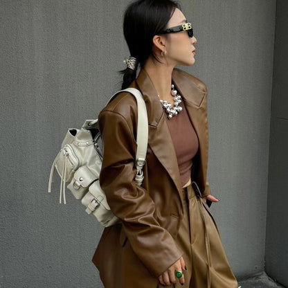 Ielgy Large-Capacity Multi-Pocket Motorcycle Bag One-Shoulder Messenger Hot Girl