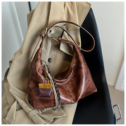 Ielgy Retro Soft Surface Large-Capacity Autumn Winter All-Match Messenger Bag Fashion One-Shoulder Commuter Bag