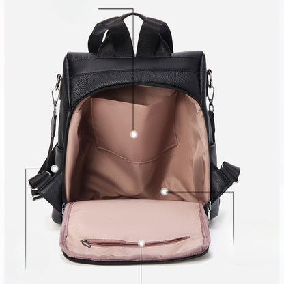 Ielgy Anti-theft Backpack Soft Leather Backpack Lightweight Commuter School Bag Large Capacity Travel Bag