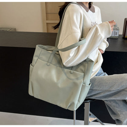 Ielgy Ladies Shoulder Bag Urban Commuter Large Capacity Tote Bag Lightweight Travel Simple Nylon Cloth Handbag