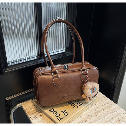 Ielgy Work Commuter Bag Large Capacity Retro One-Shoulder Portable Casual Pillow Bag