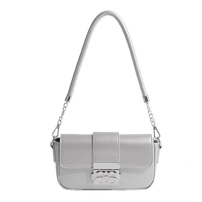 Ielgy Niche Trendy Metallic Silver Underarm Female Bag