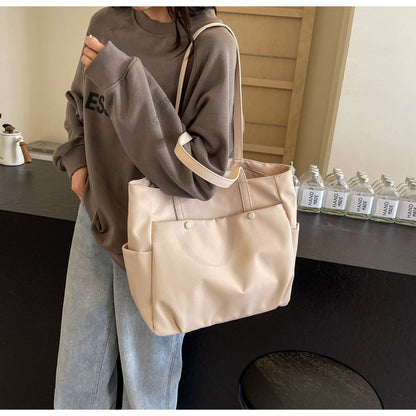 Ielgy Ladies Shoulder Bag Urban Commuter Large Capacity Tote Bag Lightweight Travel Simple Nylon Cloth Handbag