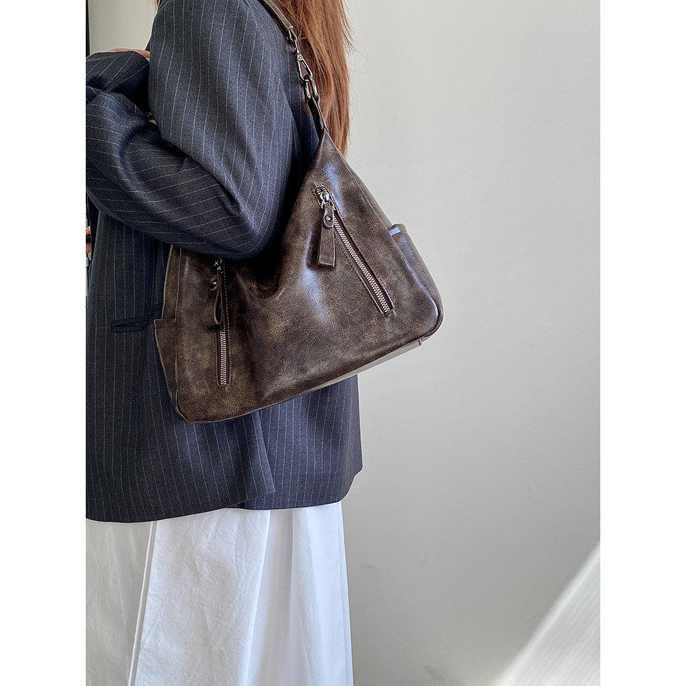 Ielgy Autumn Winter Retro Large Capacity Underarm Female Bag Commuter Shoulder Messenger Bag