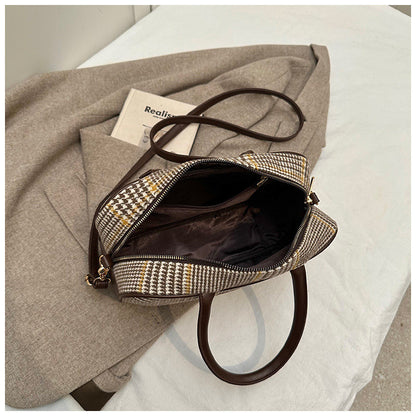 Ielgy Fashion Plaid Handbag Shoulder Crossbody Commuter Boston Pillow Bag