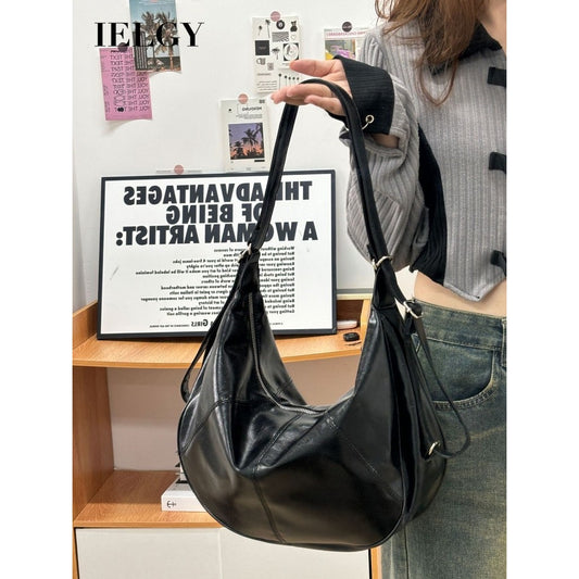 Ielgy Retro Dumpling Bag Large Capacity Fashion Commuter Tote Bag Niche High-End Messenger Bag