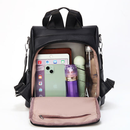 Ielgy Anti-theft Backpack Soft Leather Backpack Lightweight Commuter School Bag Large Capacity Travel Bag