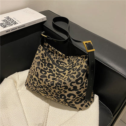 Ielgy Leopard Print Large-Capacity Bag All-Match Tote Bag Outing Shoulder Messenger