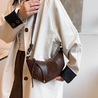 Ielgy Retro Niche High-End Frosted Dumpling Bag French One-Shoulder Messenger All-Match Commuter Croiss