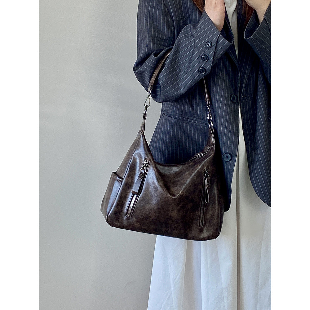 Ielgy Autumn Winter Retro Large Capacity Underarm Female Bag Commuter Shoulder Messenger Bag